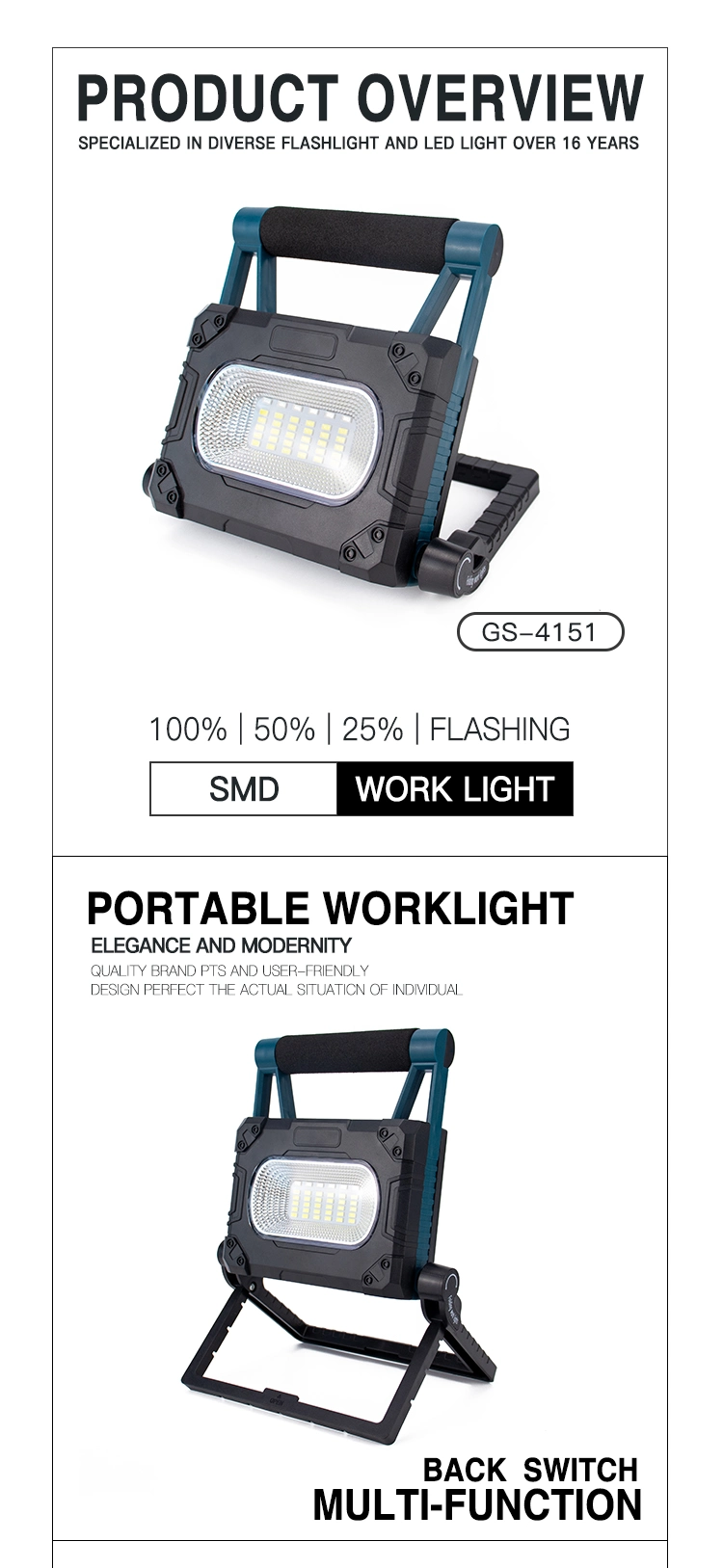 Portable Micro USB Rechargeable Solar Power Magnetic Flood Light Car LED Work Light with Power Bank